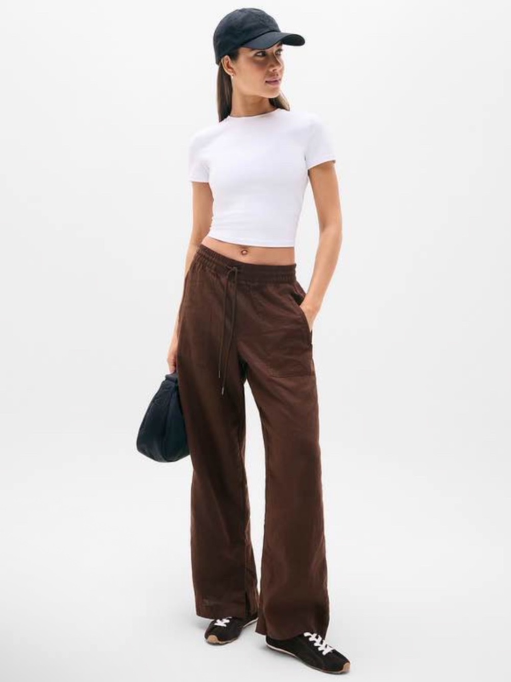 NWT XS Tall Athleta Brown Linen Wide Leg Pants